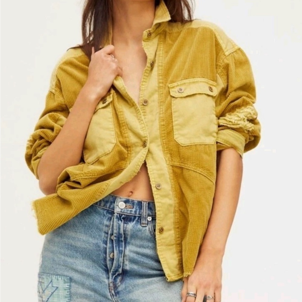 Thread & Supply chartreuse Utility Jacket / shacket Corduroy SZ XS